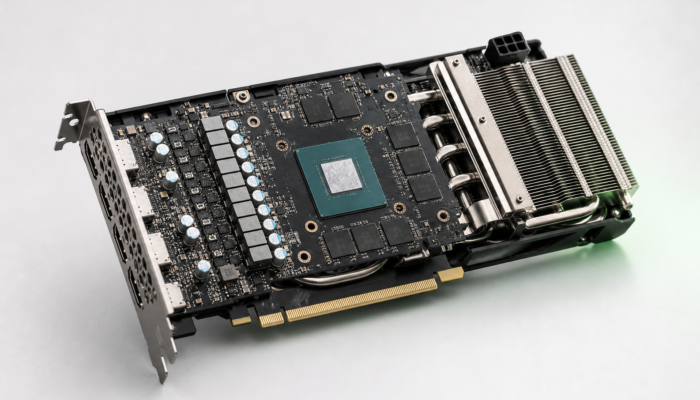 RTX 3060 12GB graphics card PCB and heatsink on a clean studio background